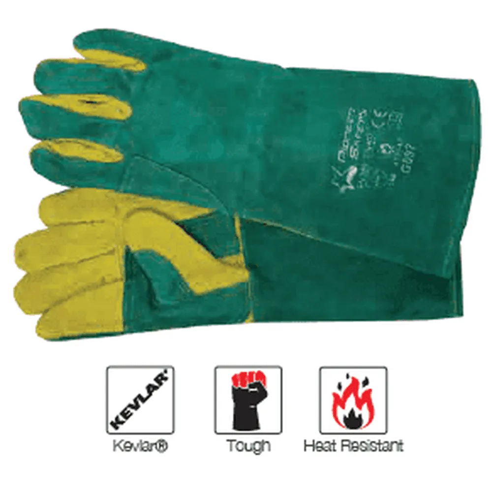 400mm 16'' Heat resistant Spark reinforced Kevlar leather welding gloves Burn-Lv4