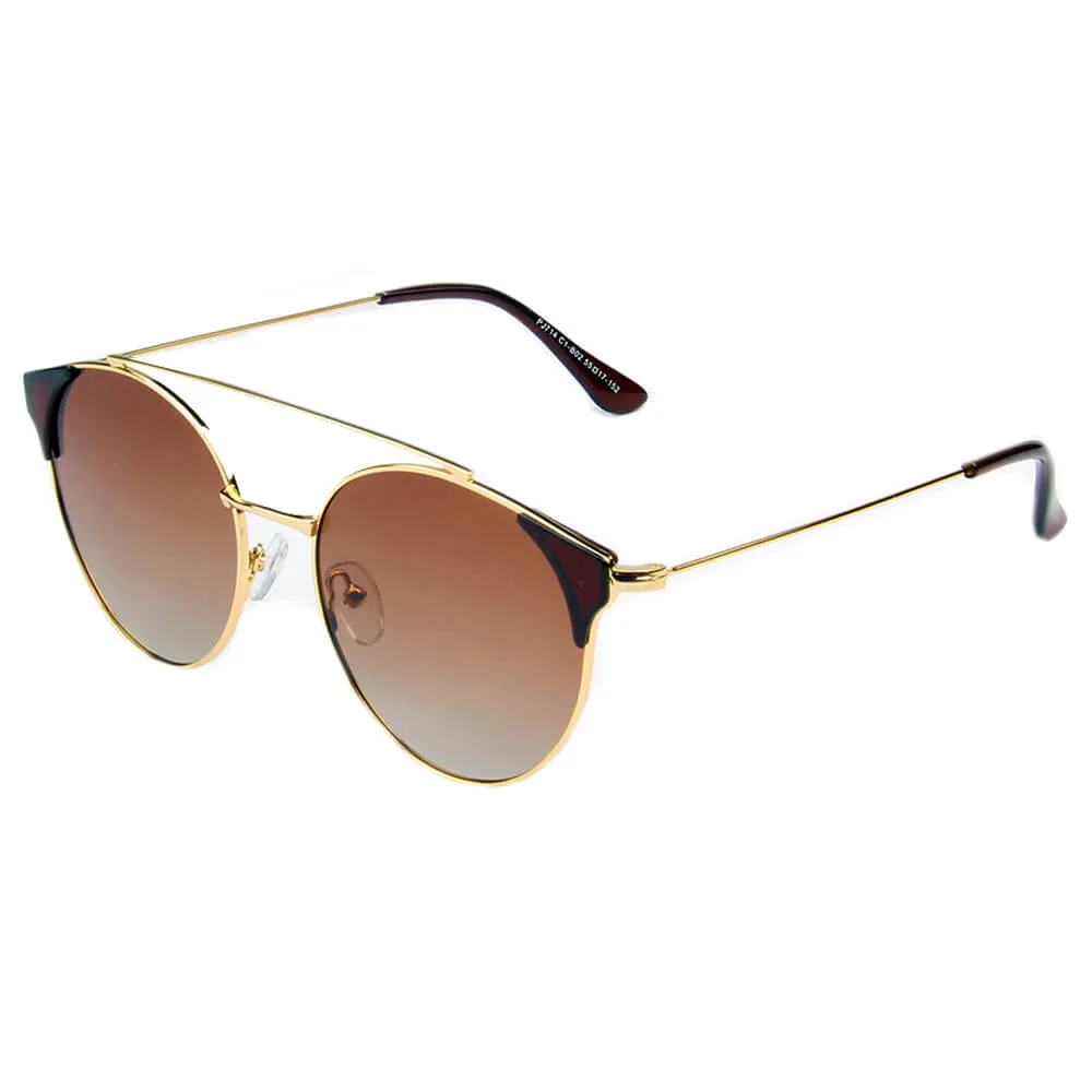 Antequera | Women Round Polarized Brow-Bar Cat Eye Fashion Sunglasses