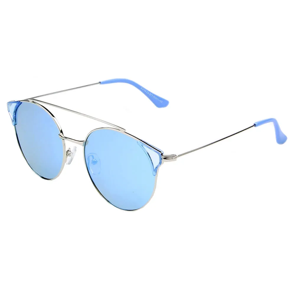 Antequera | Women Round Polarized Brow-Bar Cat Eye Fashion Sunglasses