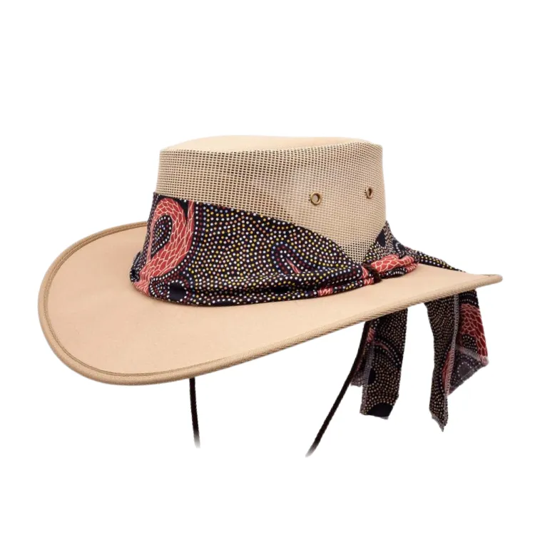 Barmah 1047BA Ladies Canvas Drover - Beige (Aboriginal Scarf)