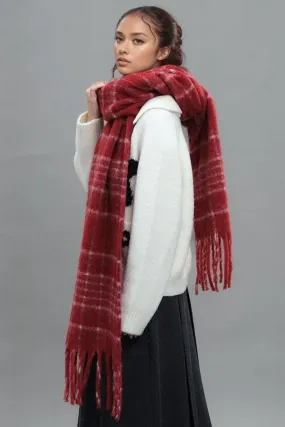 Blue Zone Planet |  Fringe Plaid Thermal Scarf