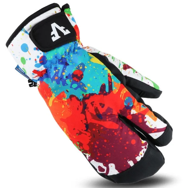 Colorful Cartoon Pattern Weatherproof Mittens  Fore-Finger Touch Tip