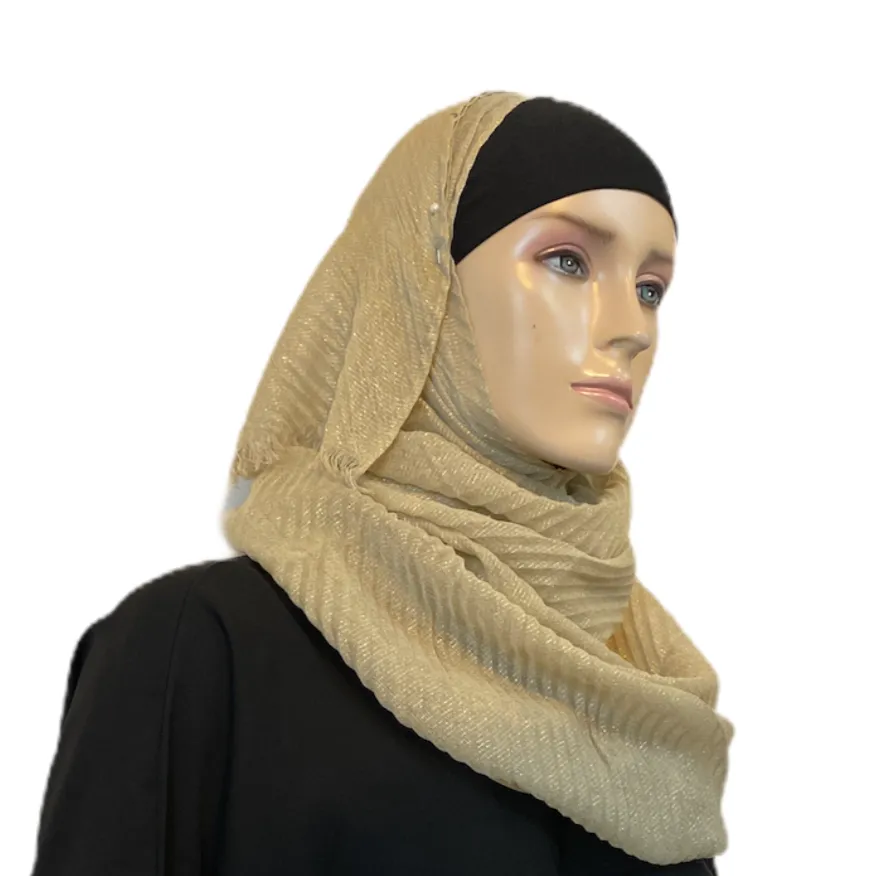 Cotton-Like Pleated with Gold Accent Scarves