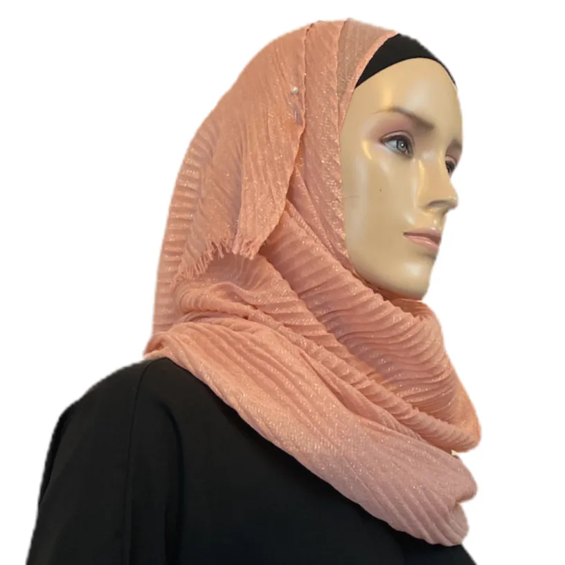 Cotton-Like Pleated with Gold Accent Scarves