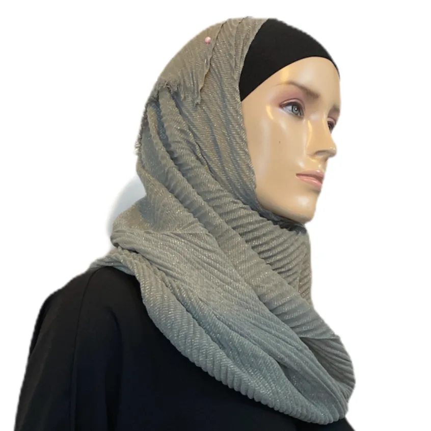 Cotton-Like Pleated with Gold Accent Scarves