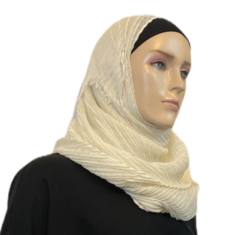 Cotton-Like Pleated with Gold Accent Scarves