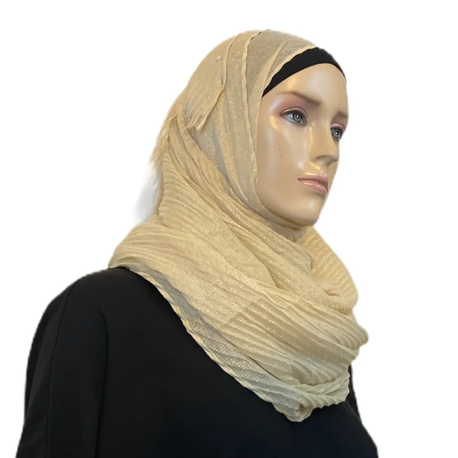 Cotton-Like Pleated with Gold Accent Scarves