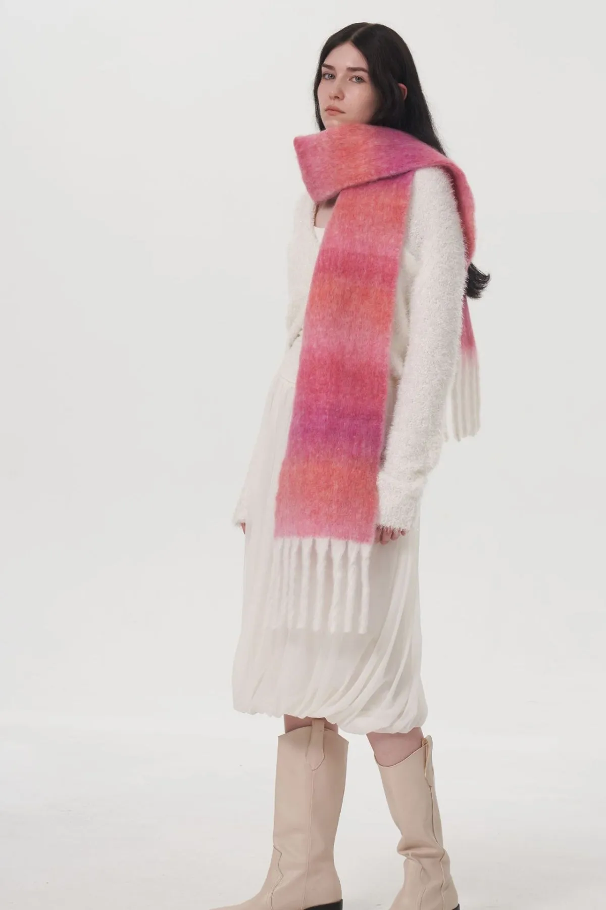 Fringe Gradient Thermal Scarf