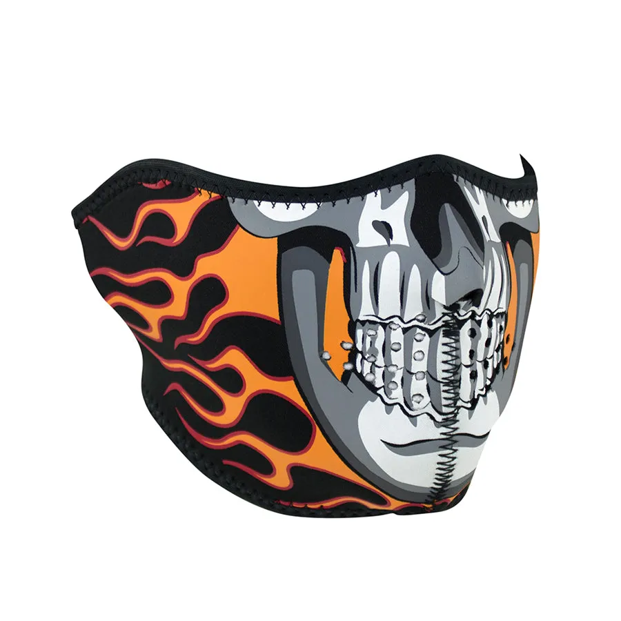 Half Mask Neoprene Burning Skull