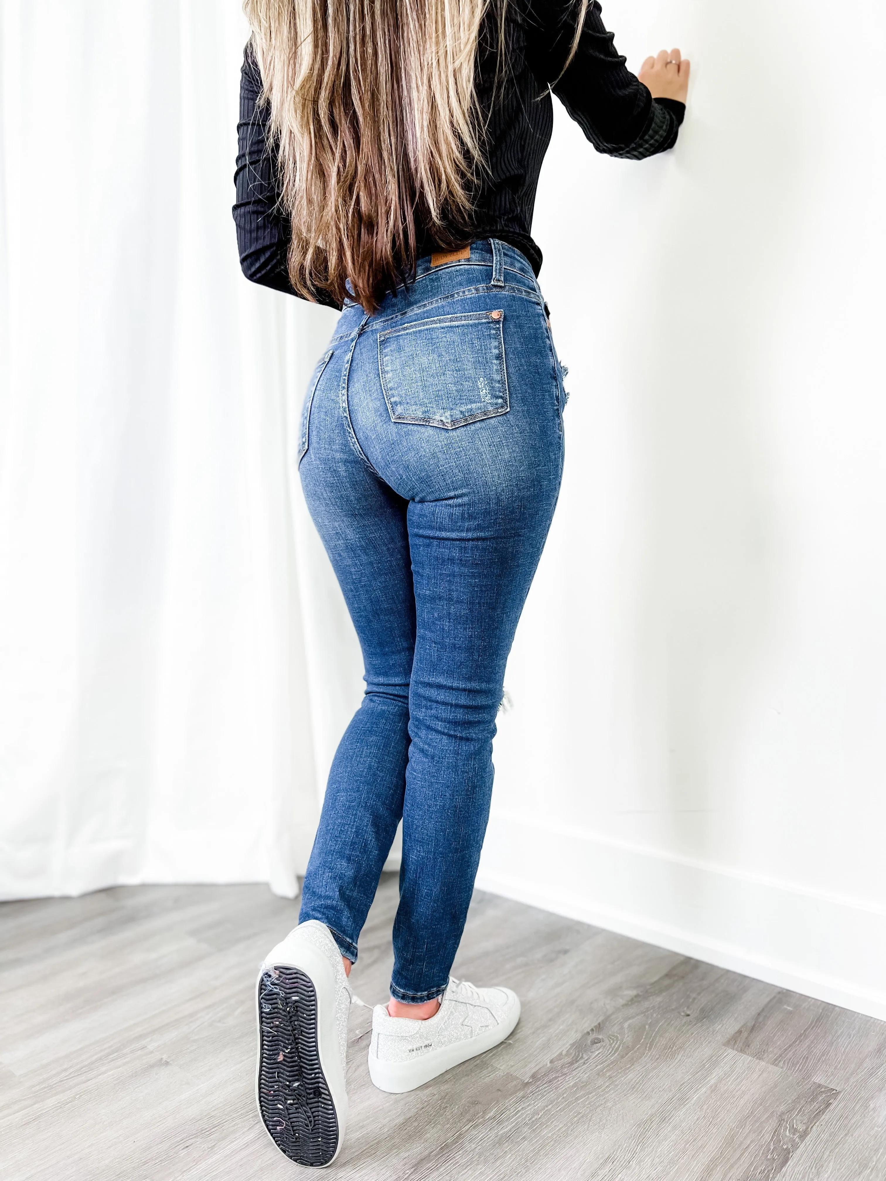 Judy Blue Mid Rise Skinny Thermal Patch