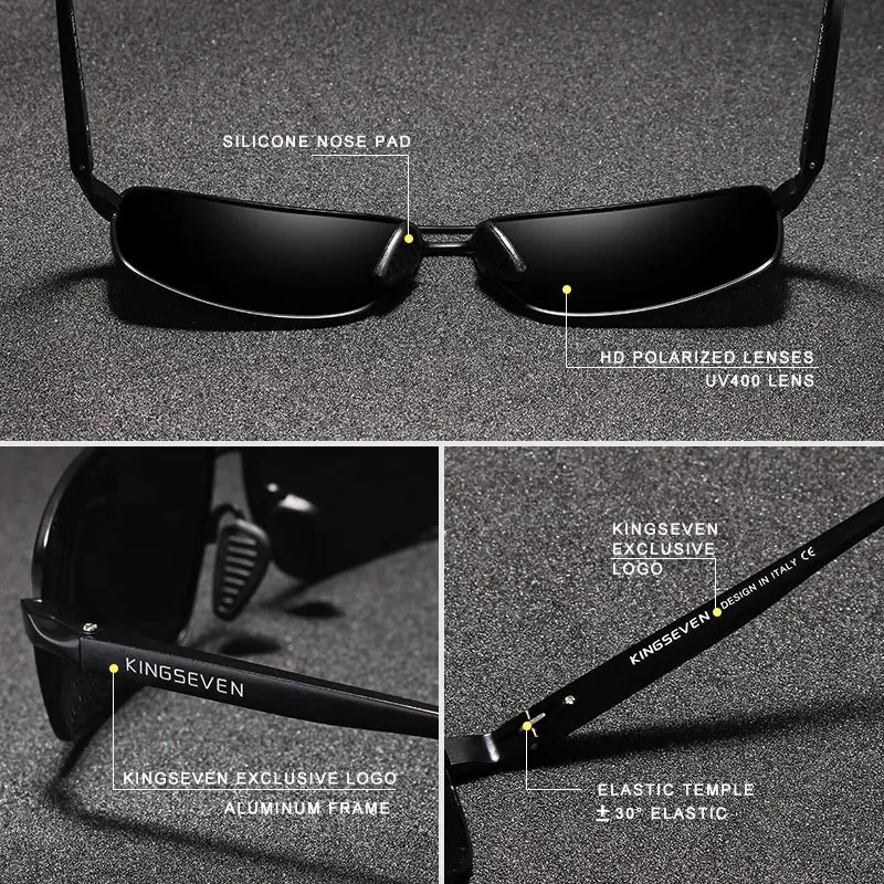 KINGSEVEN Vintage Retro Brand Designer Men Polarized Sunglasses Square Classic Men Shades Sun glasses UV400