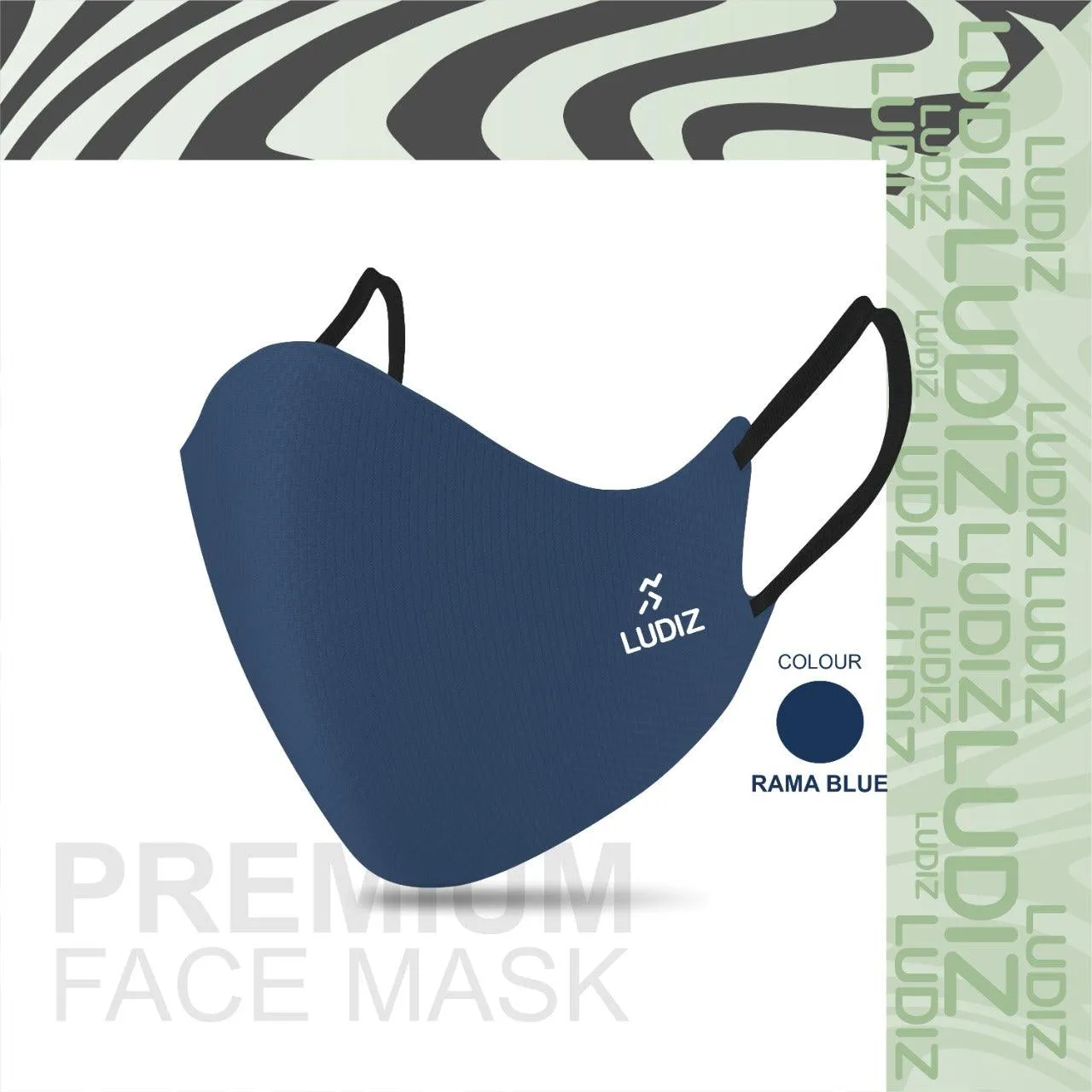 Ludiz Premium Reusable Face Masks with Ultra Soft Ear Loops – BLUE (Pack of 1)