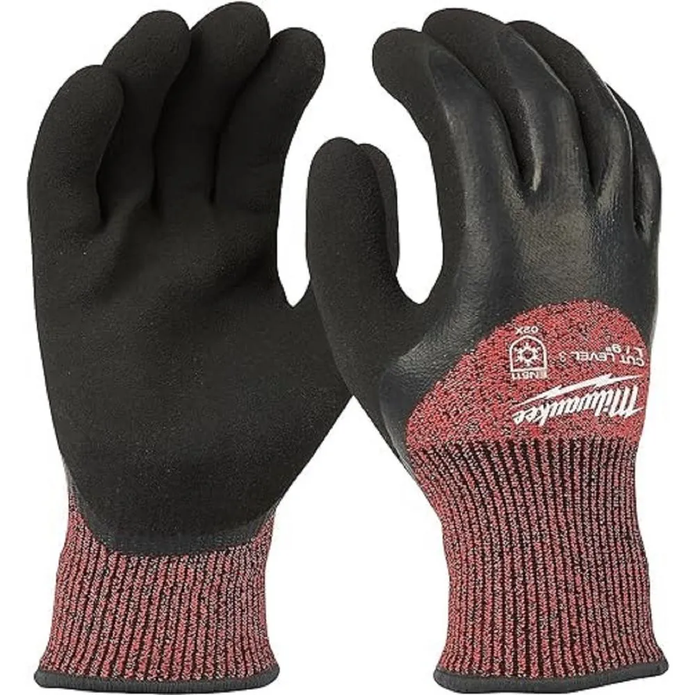 Milwaukee 48-22-8921B Red Latex Level 3 Cut Resistant Insulated Winter Dipped Work Gloves (12-Pack)