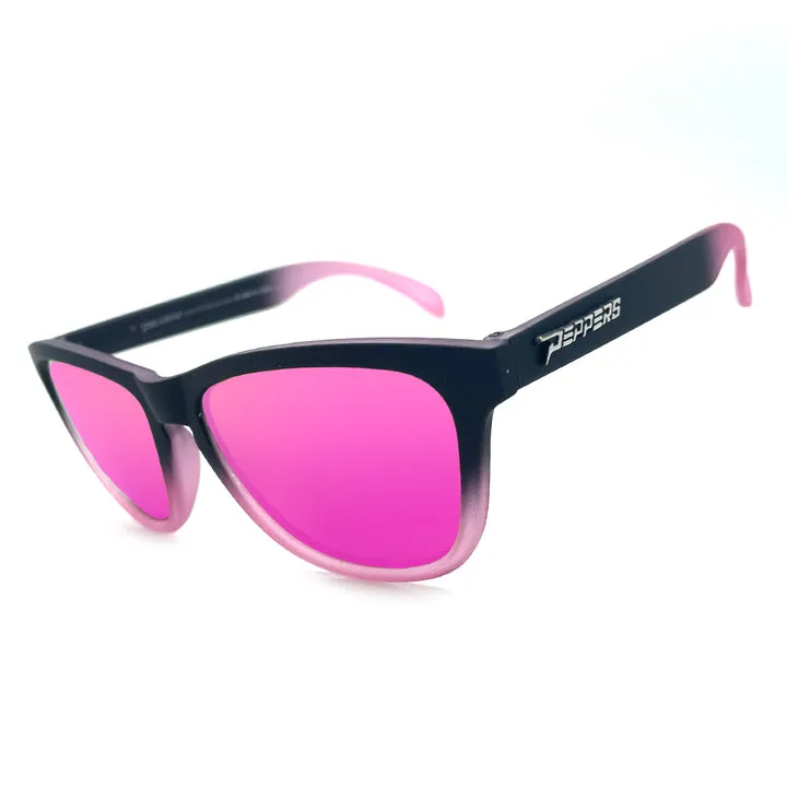 Pepper's Wired Polarized Sunglasses - Black Matte to Pink with Pink Mirror Lens