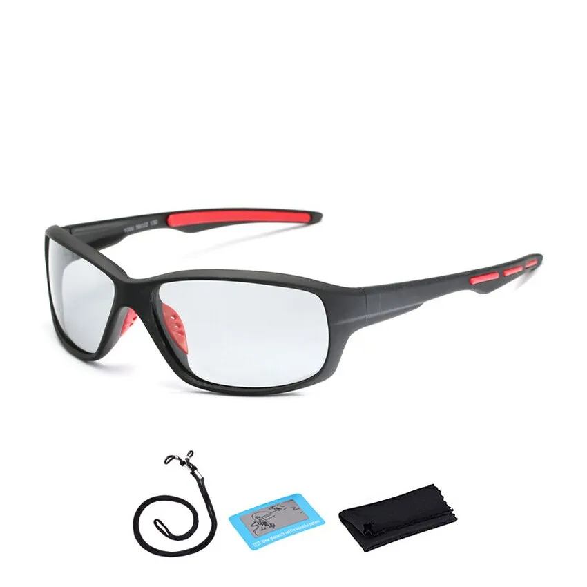 Polarized and Photochromic Sports Eyewear with Lanyard and Cleaning Cloth