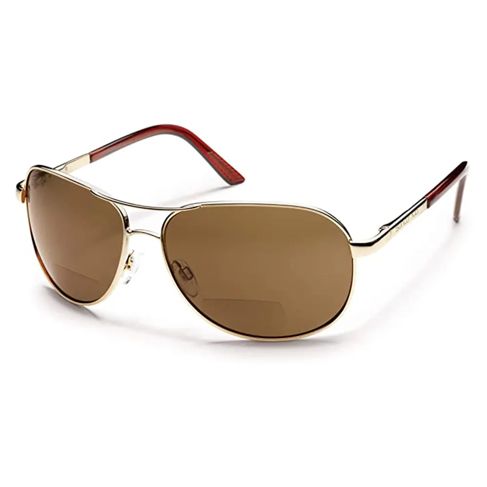 Suncloud Unisex Gold Frame Brown Polycarbonate Lens Polarized Reader Sunglasses - S-AVPPBRGD250