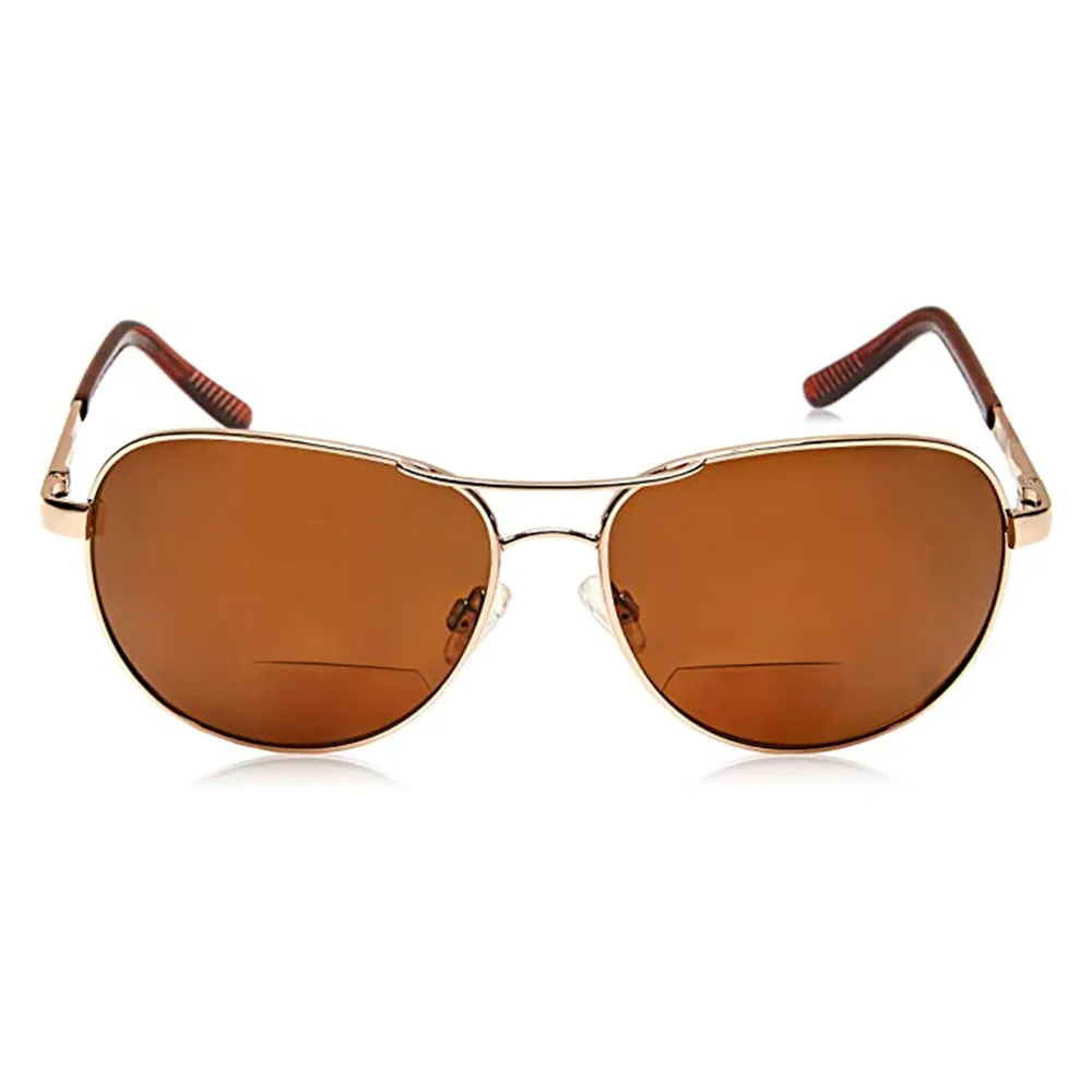 Suncloud Unisex Gold Frame Brown Polycarbonate Lens Polarized Reader Sunglasses - S-AVPPBRGD250