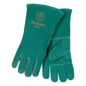 Tillman Large 14" Green Premium Side Split Cowhide Leather Stick Welders Gloves With Kevlar Thread Locking Stitch