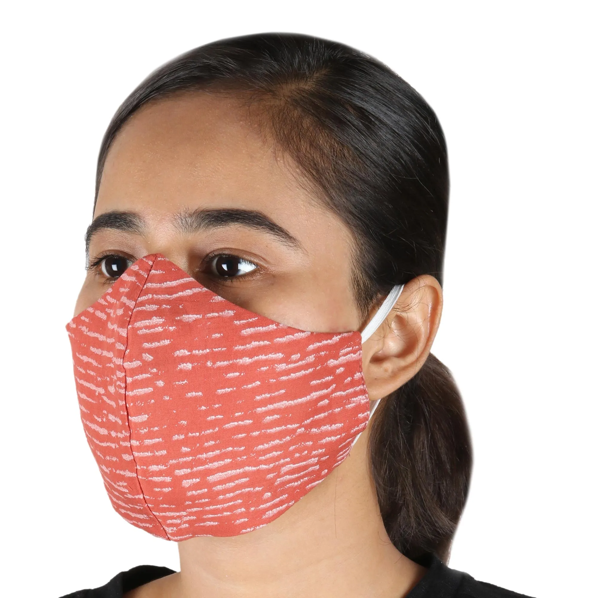 Triple Layer Reusable Face Masks Slate Terracotta Set of 4 - Modern Style | NOVICA