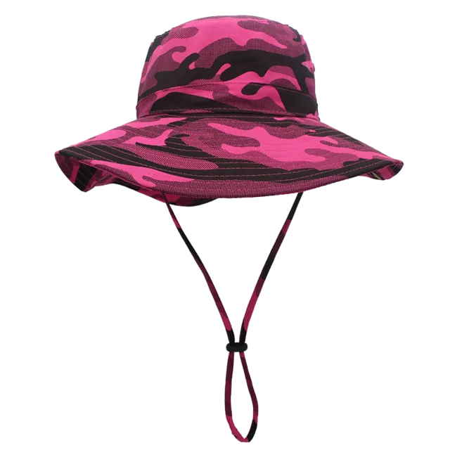 Unisex Cotton Wide Brim Camouflage Bucket Hat