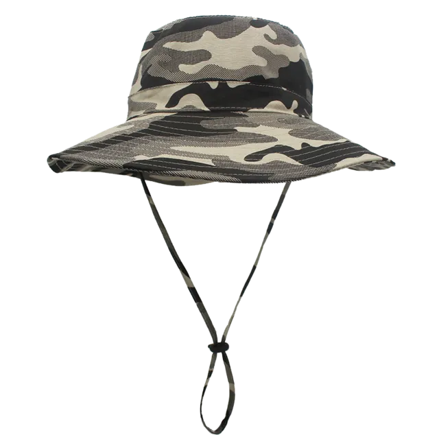 Unisex Cotton Wide Brim Camouflage Bucket Hat