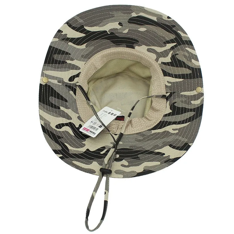 Unisex Cotton Wide Brim Camouflage Bucket Hat