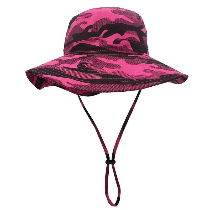 Unisex Cotton Wide Brim Camouflage Bucket Hat