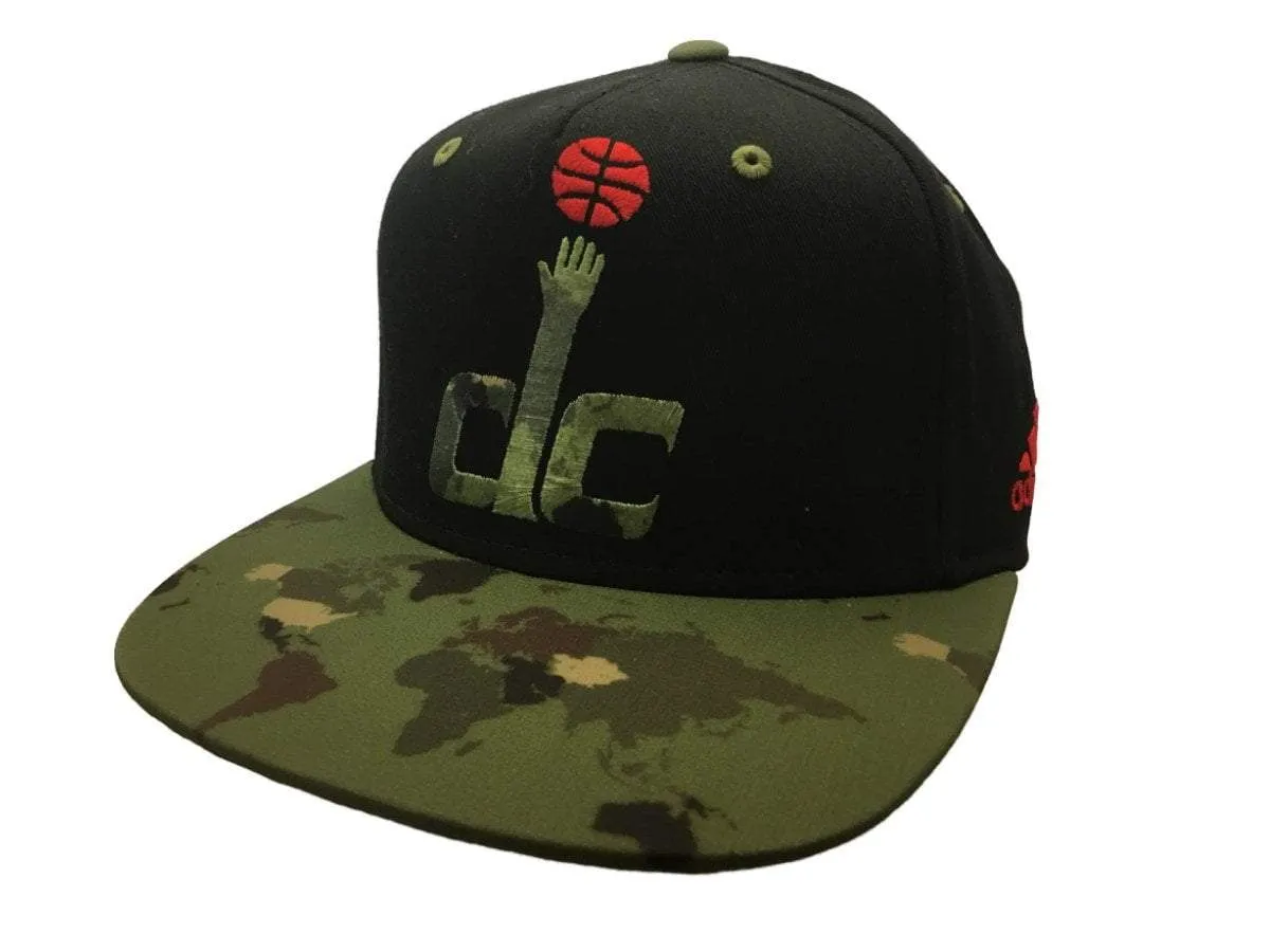 Washington Wizards Adidas Black Camo Adj Structured Snapback Flat Bill Hat Cap